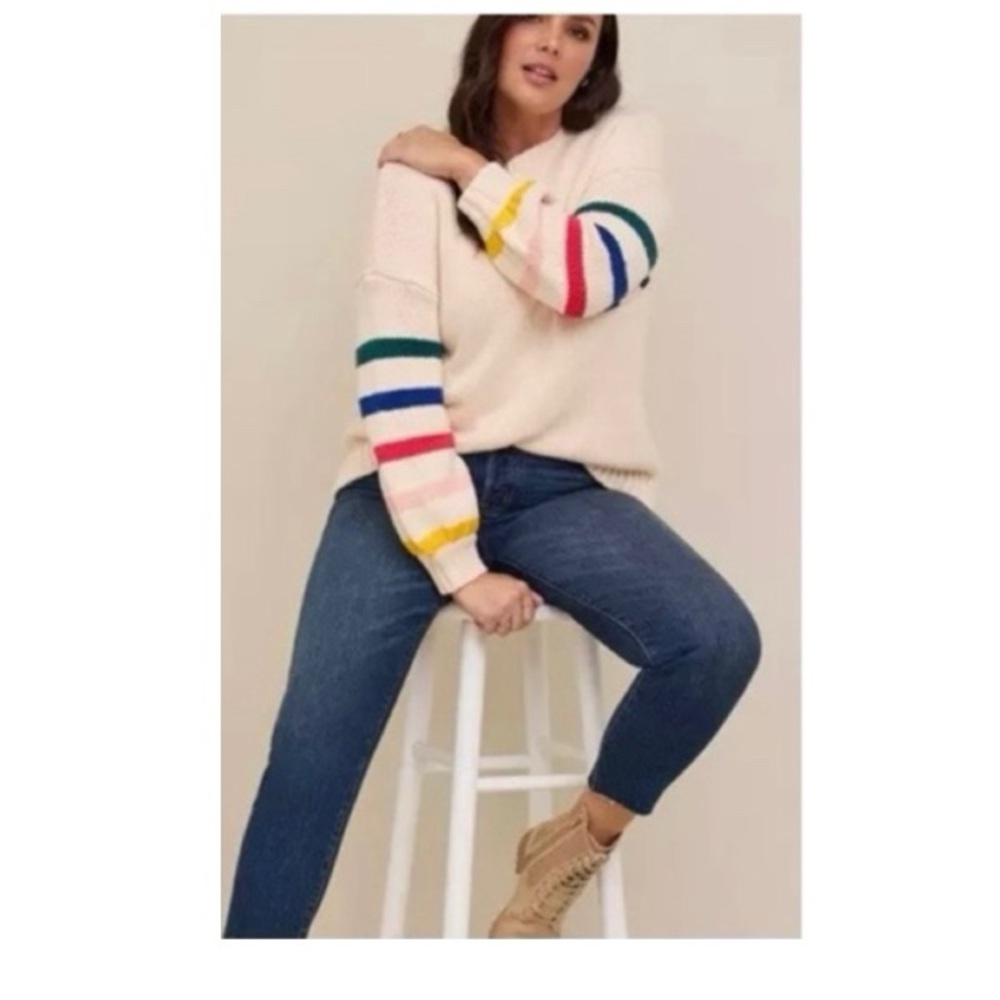 Torrid Cotton Intarsia Pullover Balloon Sleeve‎ Crewneck Sweater